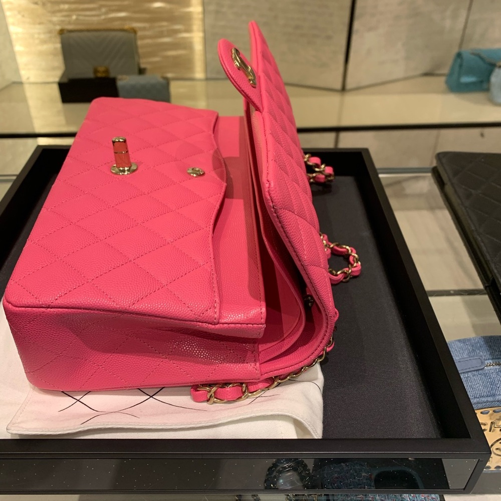 CHANEL Medium Classic Double Flap Bag Pink NK289 Caviar LGHW 22K New /r… - Picture 10 of 15